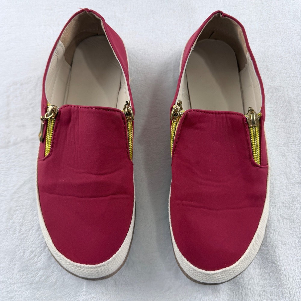 Fashion Slip On Sneakers‎ Red Dual Zip Low Top Shoes